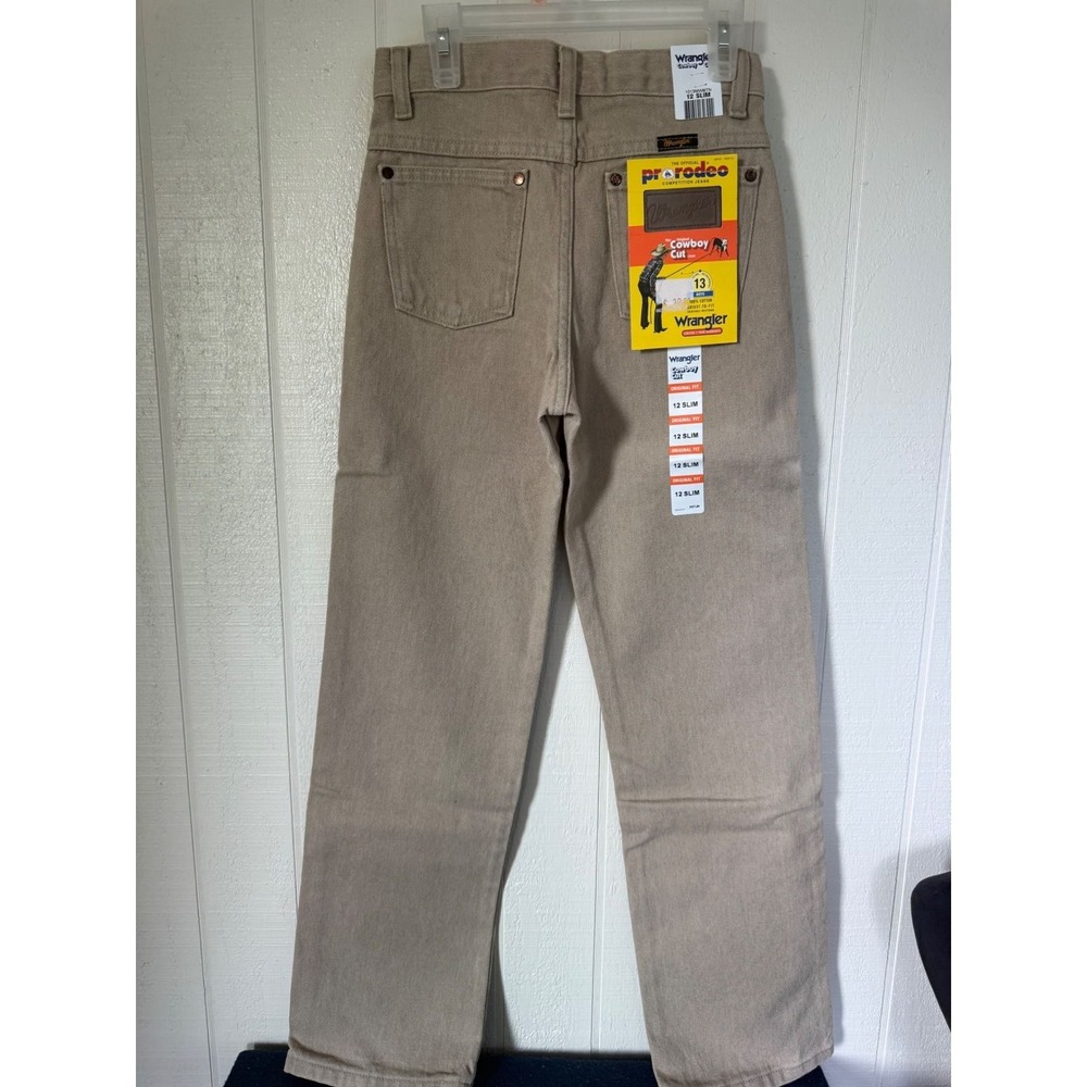 Wrangler Boys Cowboy Cut Original Fit Jeans Tan Khaki 1013MWBTN 12 Slim NWT - Picture 3 of 5